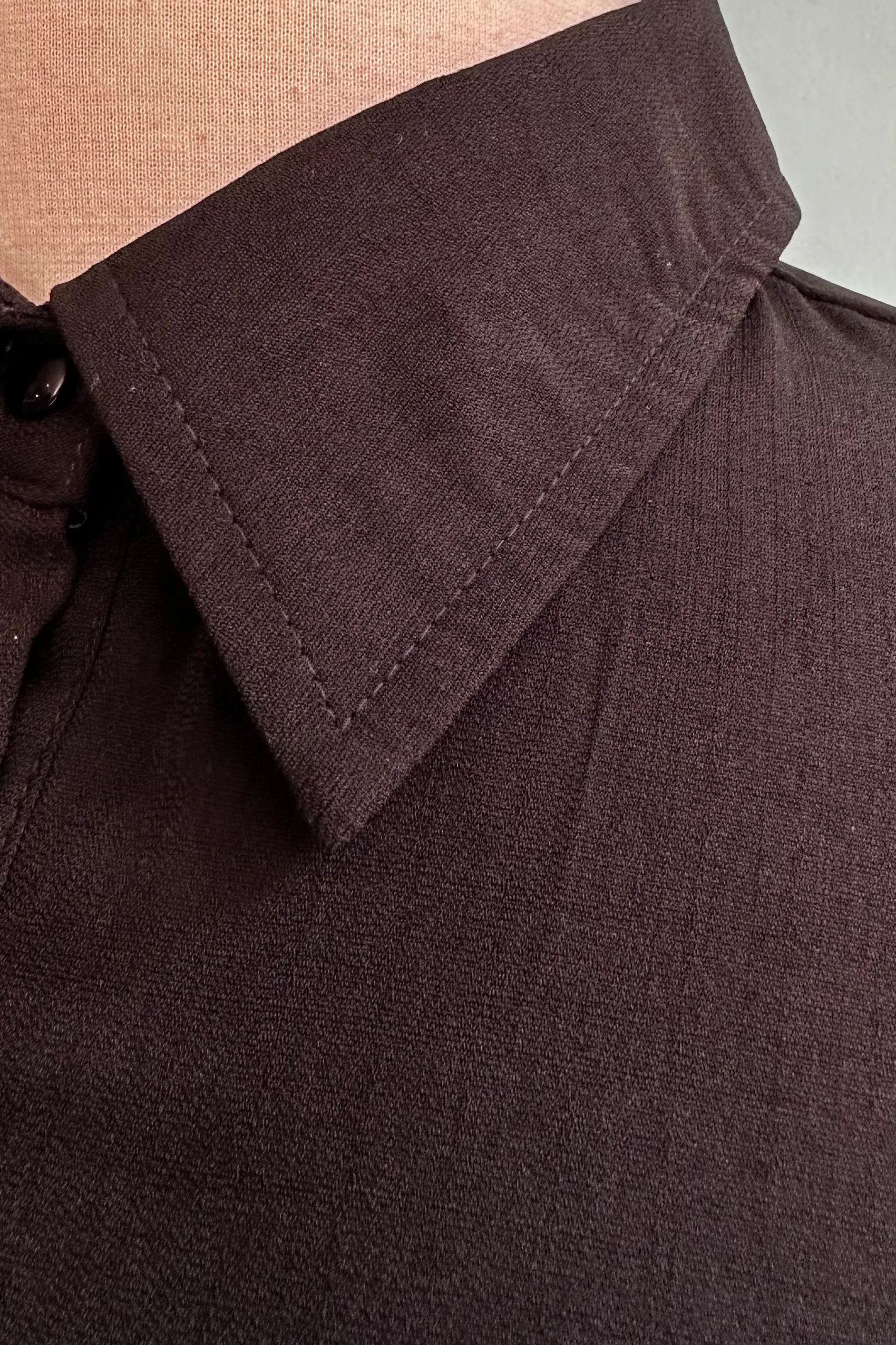 Lantern Sleeve Button Down Blouse in Black