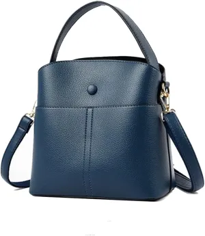 Large Leather Satchel Crossbody Bag for Women - Fashionable Black Bucket Purse and Handbag