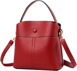 Large Leather Satchel Crossbody Bag for Women - Fashionable Black Bucket Purse and Handbag