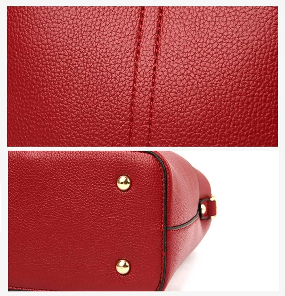 Large Leather Satchel Crossbody Bag for Women - Fashionable Black Bucket Purse and Handbag