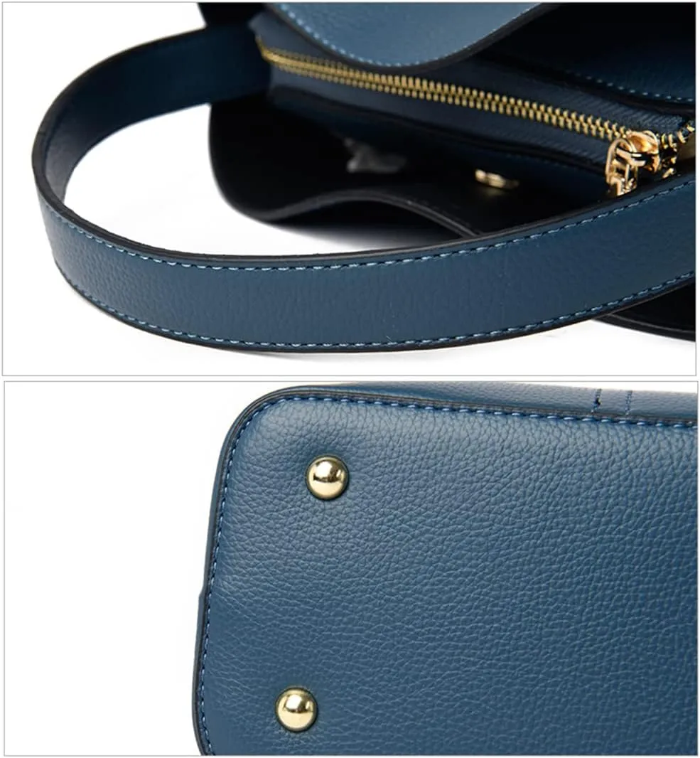 Large Leather Satchel Crossbody Bag for Women - Fashionable Black Bucket Purse and Handbag