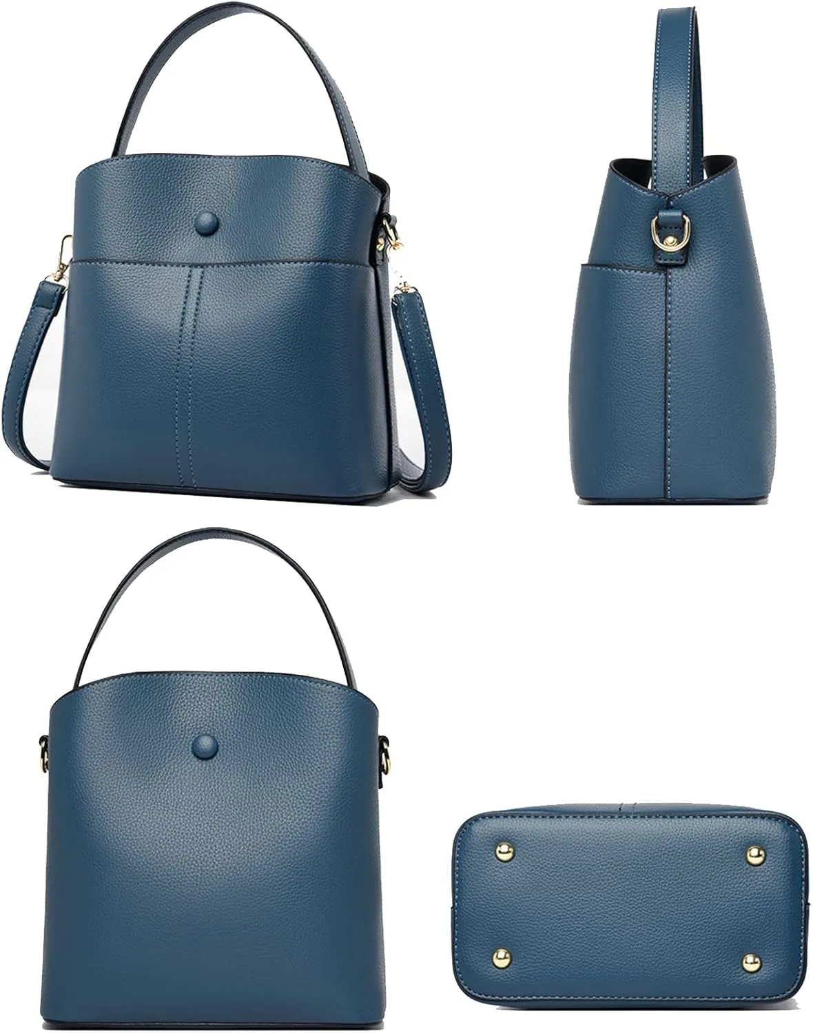 Large Leather Satchel Crossbody Bag for Women - Fashionable Black Bucket Purse and Handbag