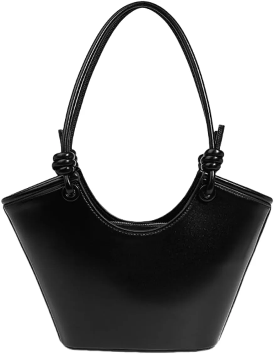 Leather Bucket Bag for Women, Large Capacity Vegetable Basket Shoulder Bag Fashionable Handbag Underarm Purse