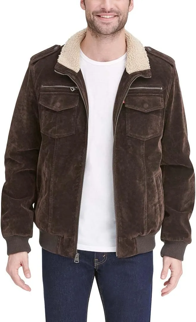 Levi's Mens Faux Leather Aviator Bomber Jacket (Regular & Big & Tall Sizes)