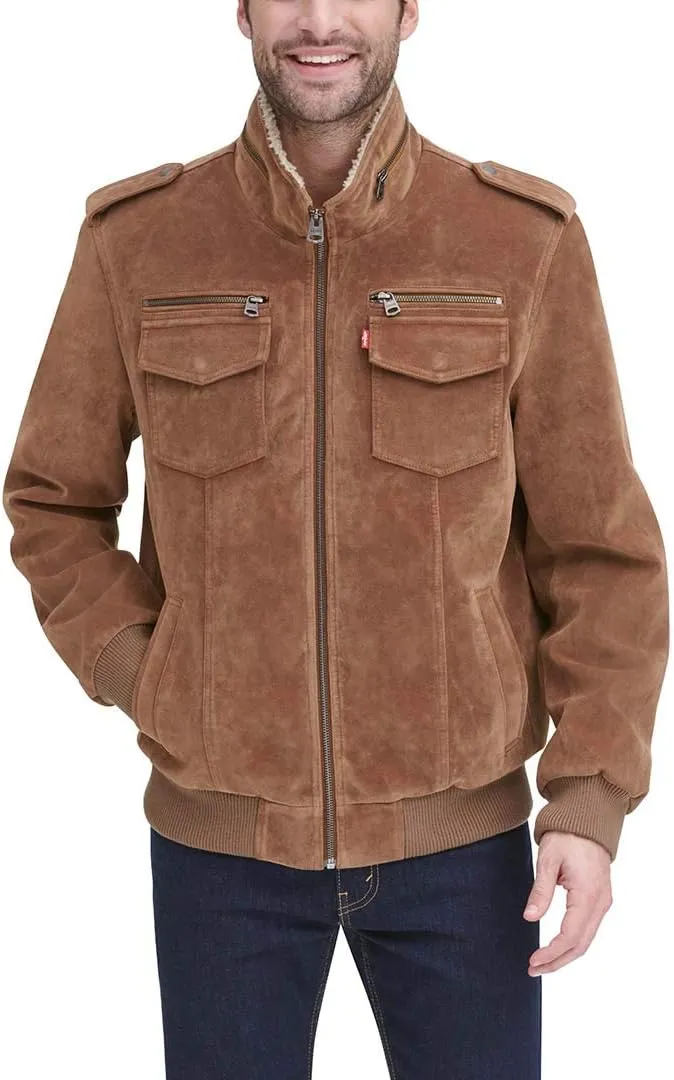 Levi's Mens Faux Leather Aviator Bomber Jacket (Regular & Big & Tall Sizes)
