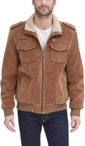 Levi's Mens Faux Leather Aviator Bomber Jacket (Regular & Big & Tall Sizes)