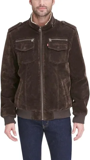Levi's Mens Faux Leather Aviator Bomber Jacket (Regular & Big & Tall Sizes)