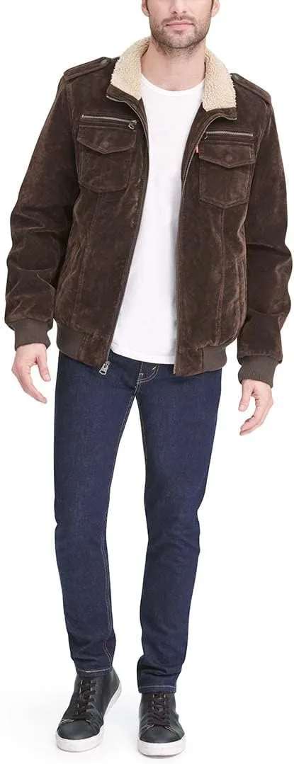Levi's Mens Faux Leather Aviator Bomber Jacket (Regular & Big & Tall Sizes)