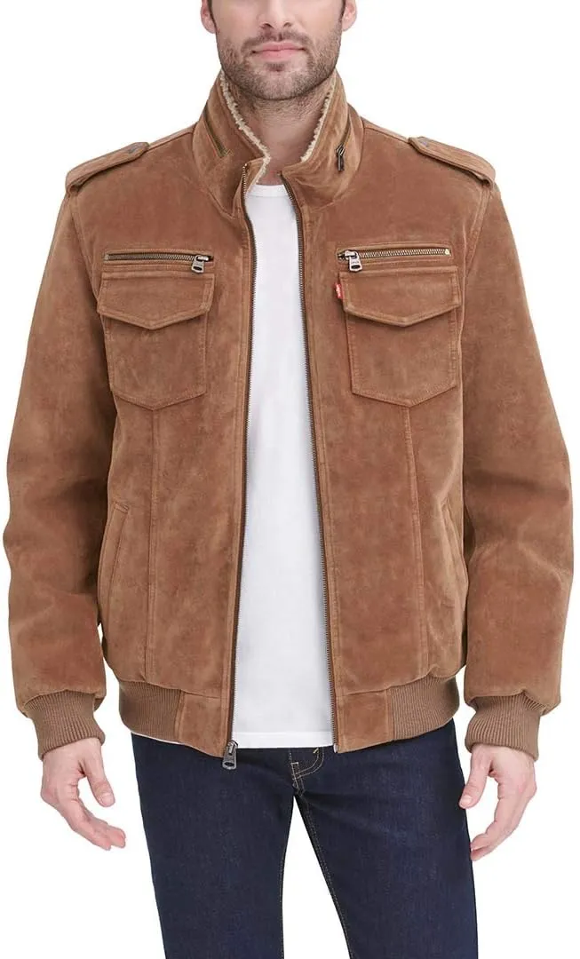 Levi's Mens Faux Leather Aviator Bomber Jacket (Regular & Big & Tall Sizes)