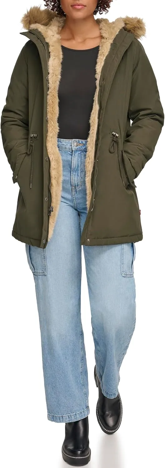 Levi's Women's Faux Fur Lined Hooded Parka Jacket (Regular & Plus Sizes)