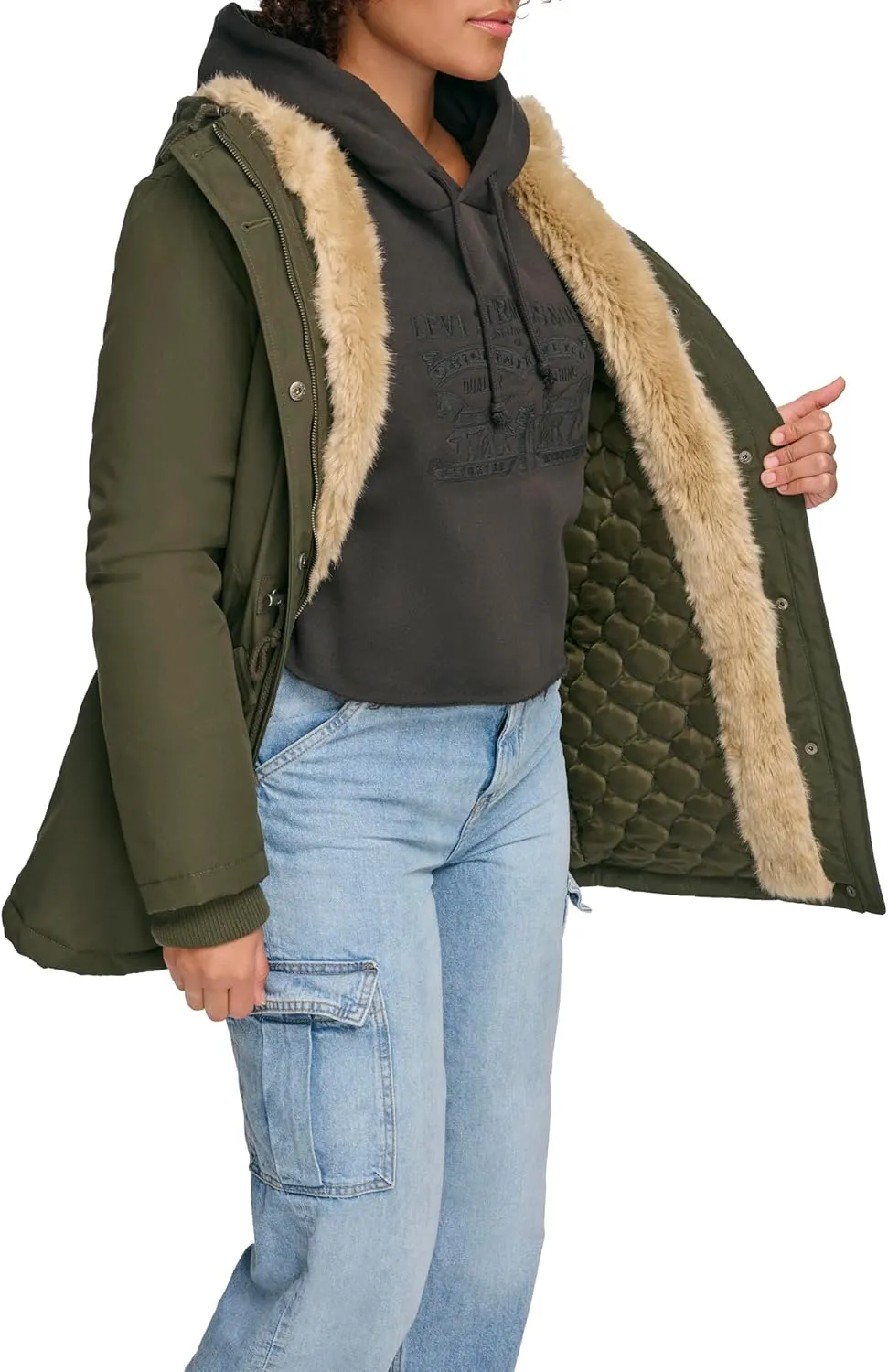 Levi's Women's Faux Fur Lined Hooded Parka Jacket (Regular & Plus Sizes)