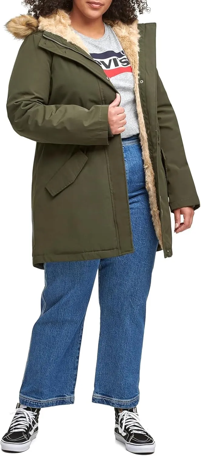 Levi's Women's Faux Fur Lined Hooded Parka Jacket (Regular & Plus Sizes)