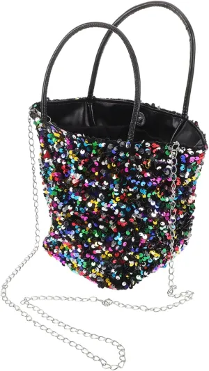LIFKOME Fashionable Sequin Handbag Women's Evening Bag Trendy Shoulder Bag for Special Occasions