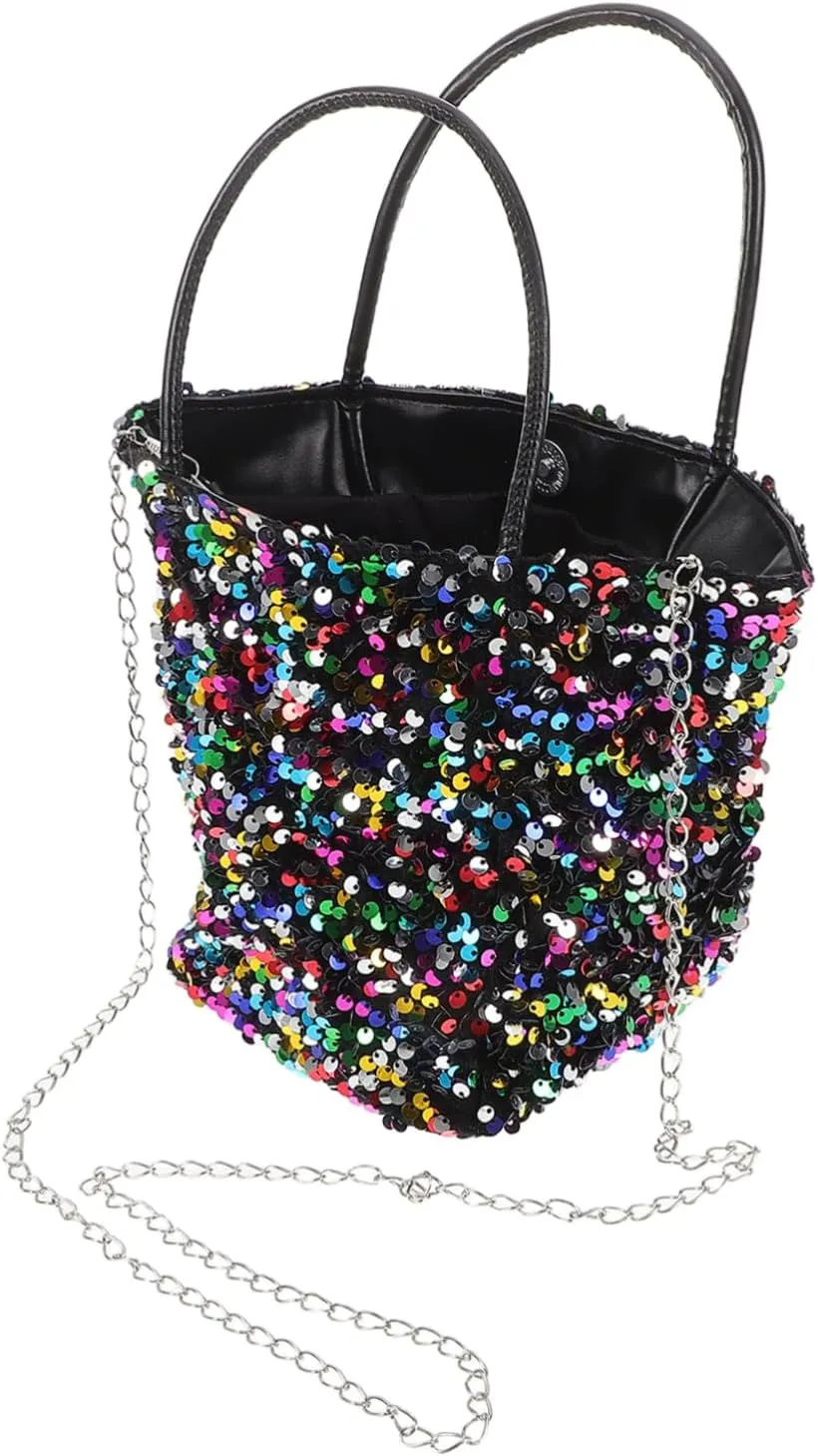 LIFKOME Fashionable Sequin Handbag Women's Evening Bag Trendy Shoulder Bag for Special Occasions