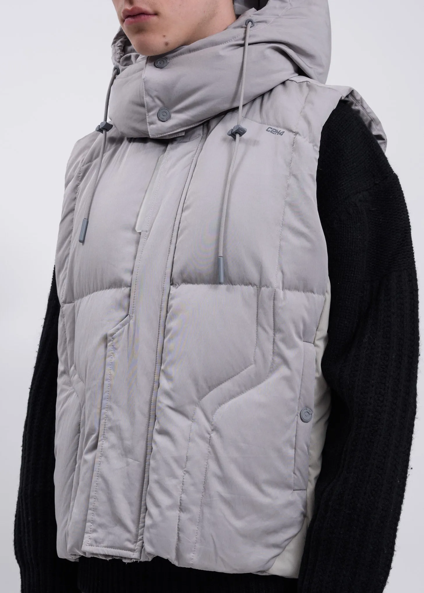 Light Grey Hooded Down Vest