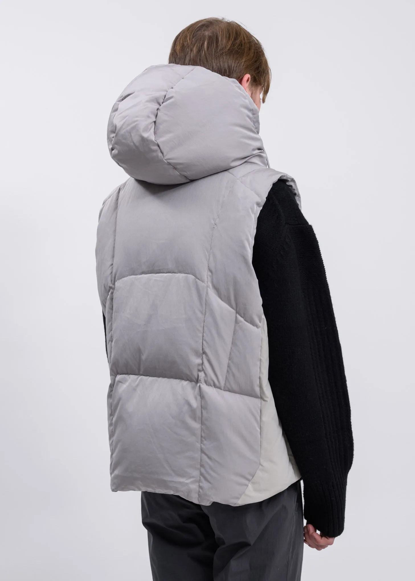 Light Grey Hooded Down Vest