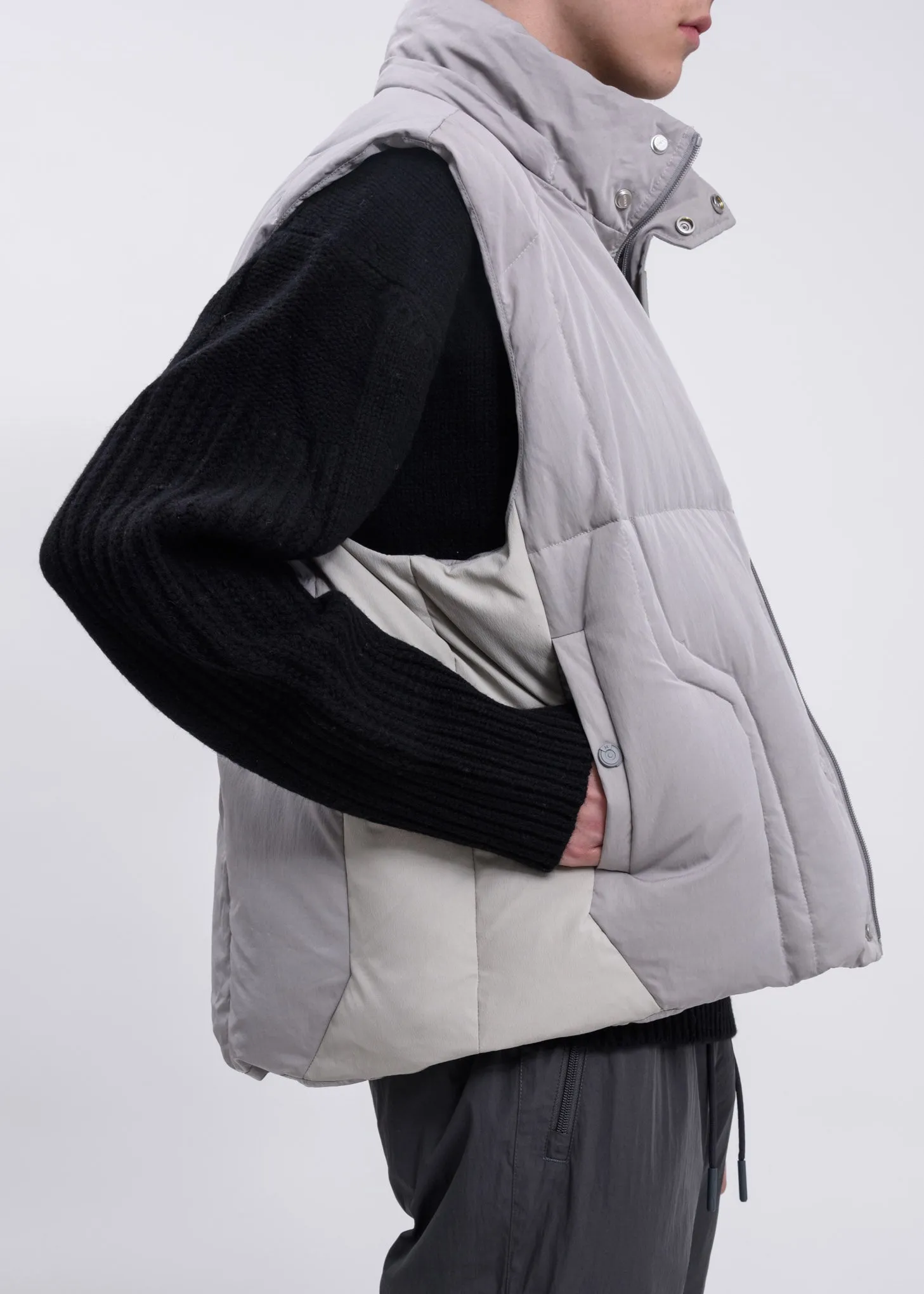 Light Grey Hooded Down Vest