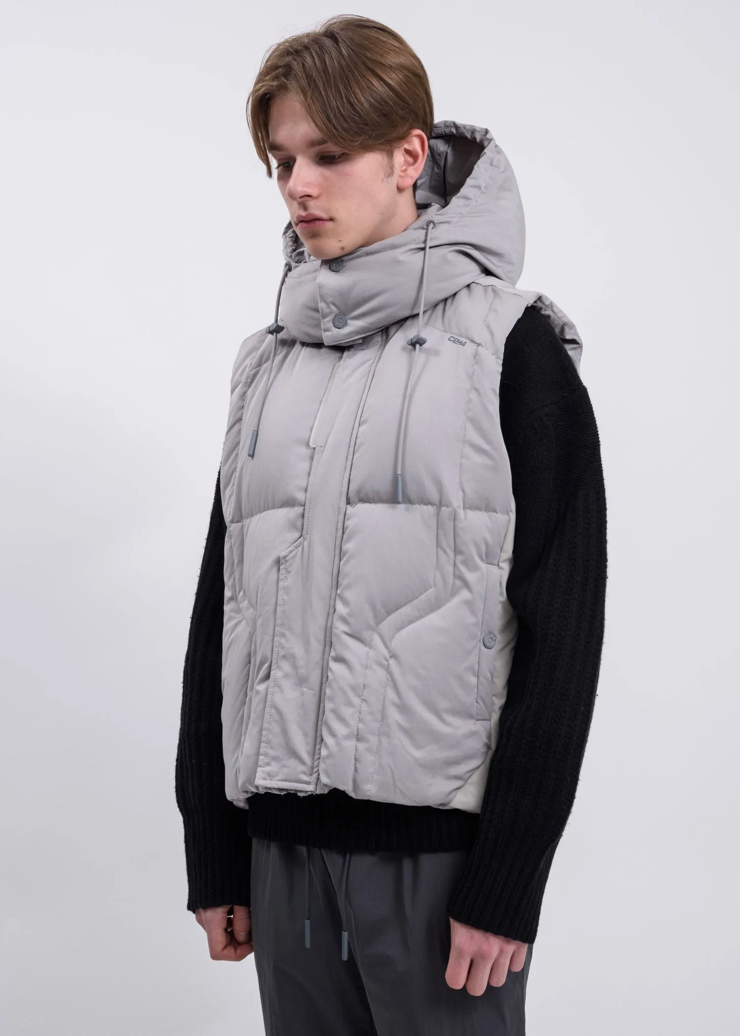 Light Grey Hooded Down Vest