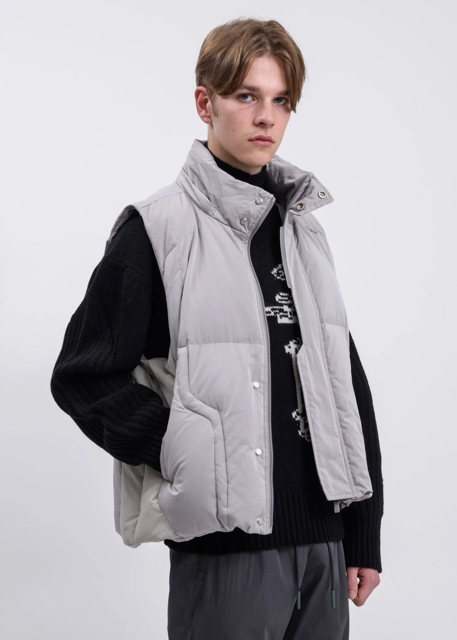 Light Grey Hooded Down Vest