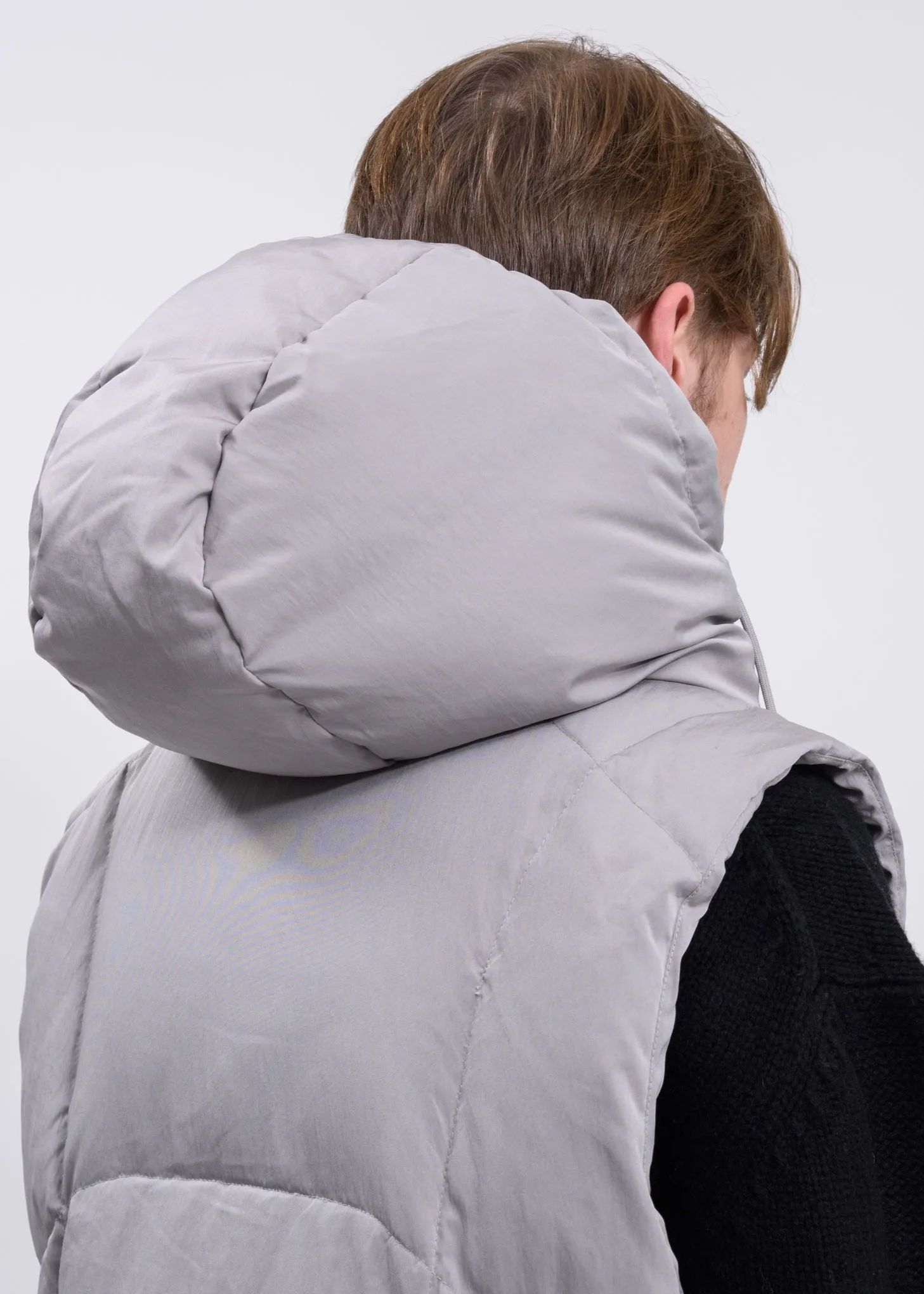 Light Grey Hooded Down Vest