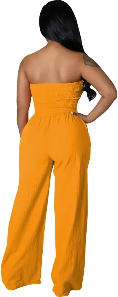 LightlyKiss Women's Casual Sleeveless Tight Jumpsuit Elegant And Fashionable Pleated Long Pants Rompers
