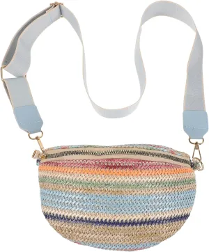 Lightweight Straw Fanny Pack Women's Waist Pouch Fashionable Small Bag for Travel