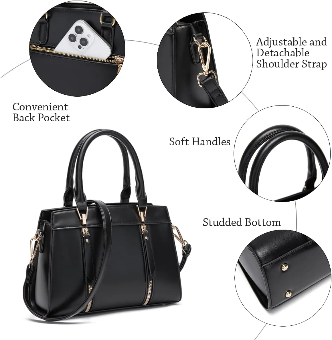 LJOSEIND Small Satchel Purses for Women - Fashionable Handbags, Top Handle Crossbody Bags with Adjustable Strap