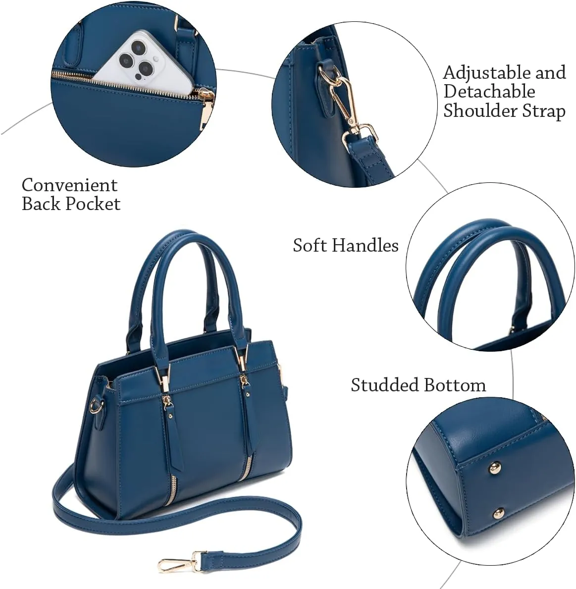 LJOSEIND Small Satchel Purses for Women - Fashionable Handbags, Top Handle Crossbody Bags with Adjustable Strap