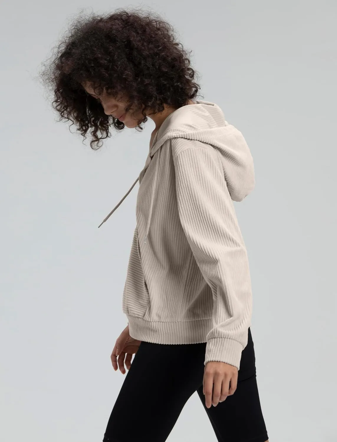 Locachy Women's Corduroy Hoodies Sweatshirt Fashion Zip Up Oversized Shacket Jacket with Pockets