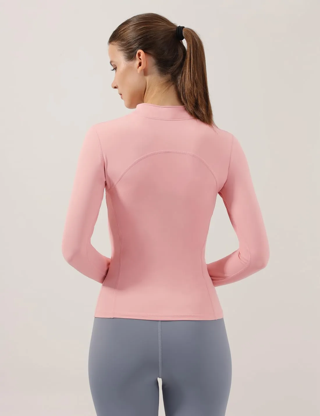 Locachy Women's Slim Fit Full Zip Athletic Running Sports Workout Jacket with Thumb Holes
