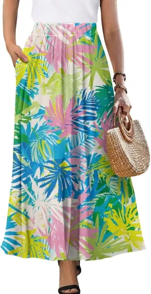 Long Skirts for Women Long Dresses That Reach The Ankles with Fashionable Prints with Pockets