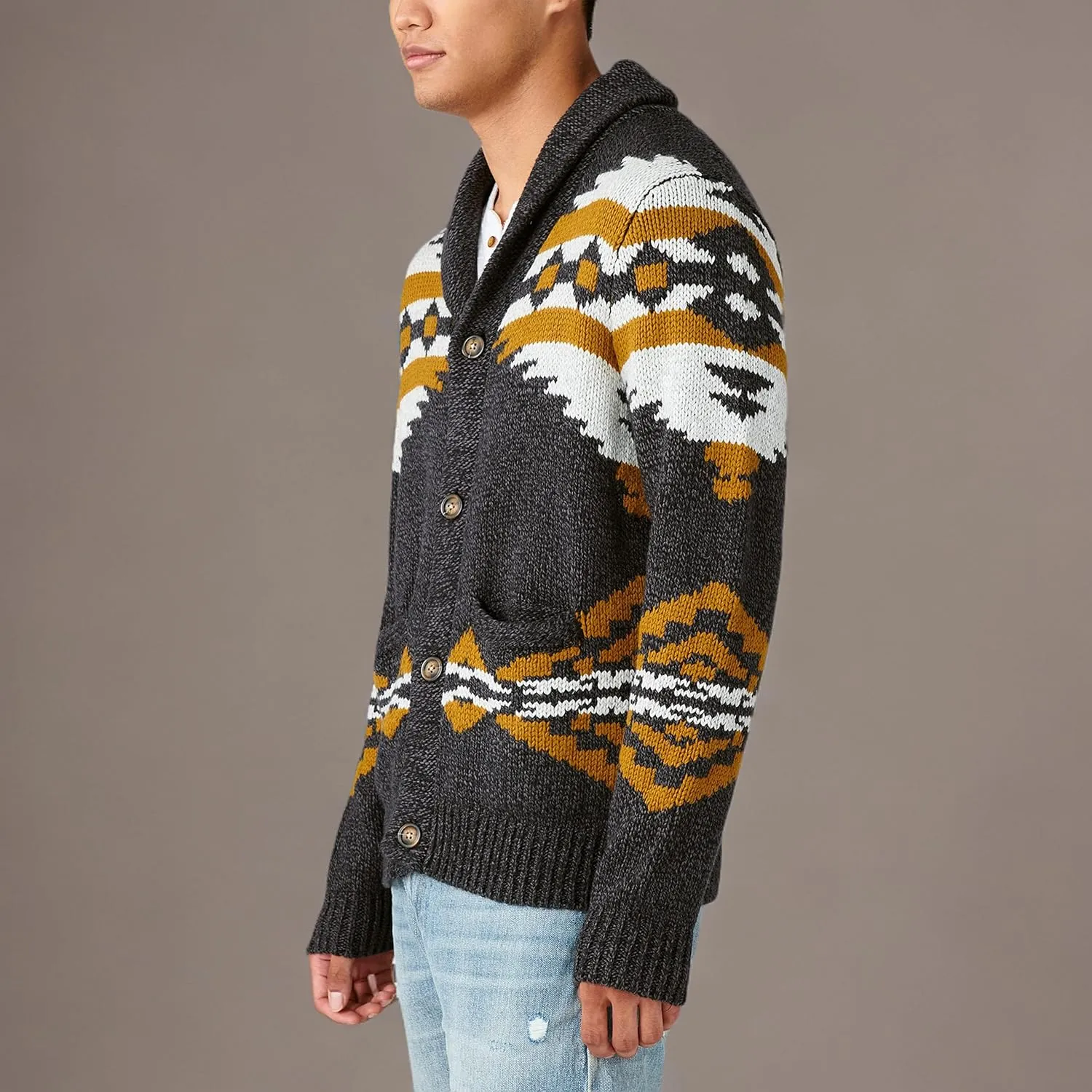 Lucky Brand Men's Legacy Print Shawl Cardigan