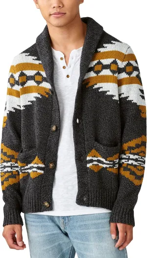 Lucky Brand Men's Legacy Print Shawl Cardigan