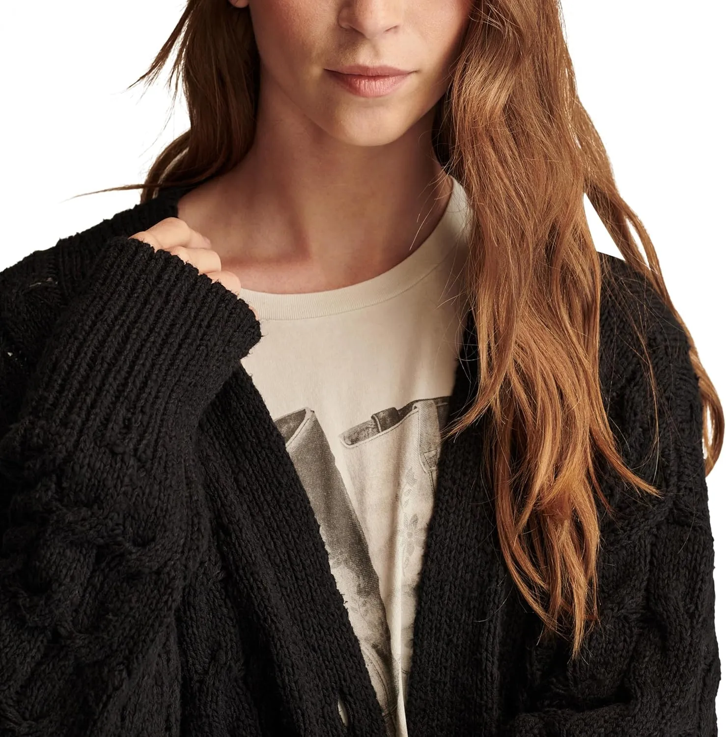 Lucky Brand Women's Cable Crew Cardi