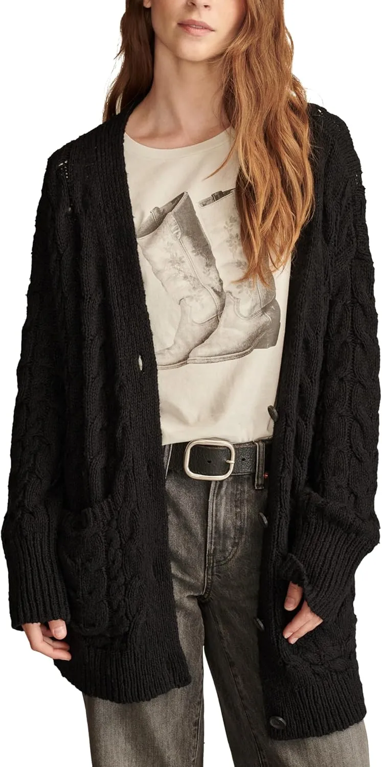 Lucky Brand Women's Cable Crew Cardi
