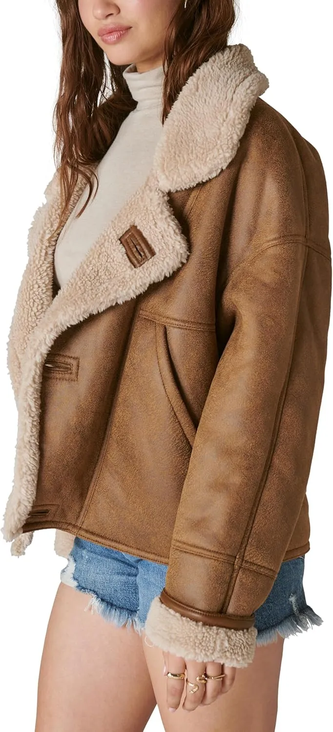 Lucky Brand Women's Faux Shearling Moto Jacket