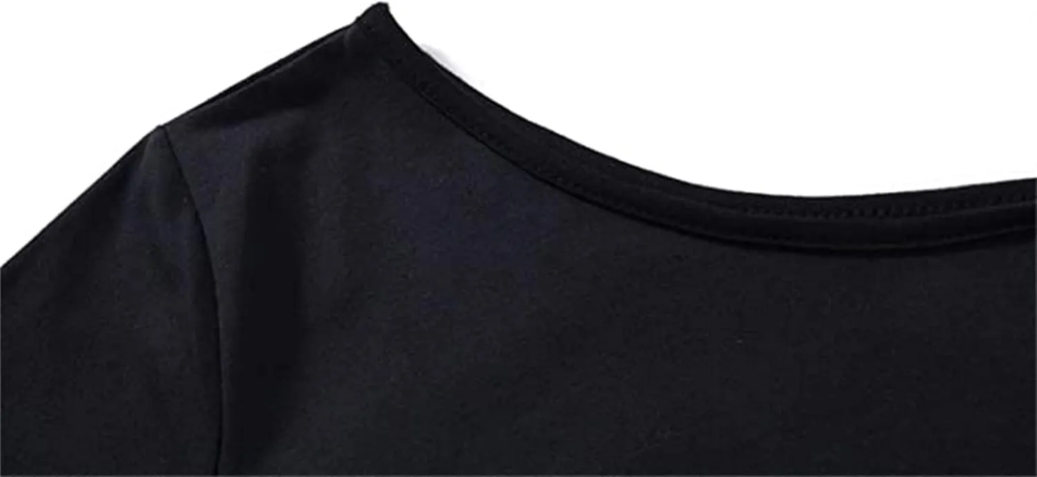 MAGICMK Womens Short Lips Print Causal Off The Shoulder Plus Size T-Shirt Tops