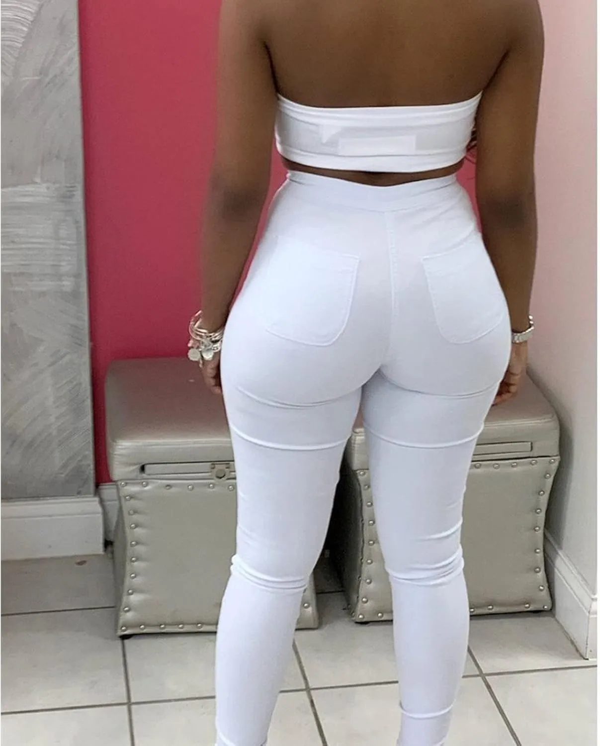 Maiyifu-GJ Women's High Waisted Skinny Stretch Jeans Butt Lifting Slim Fit Pull on Jean Casual Tapered Leg Denim Pants