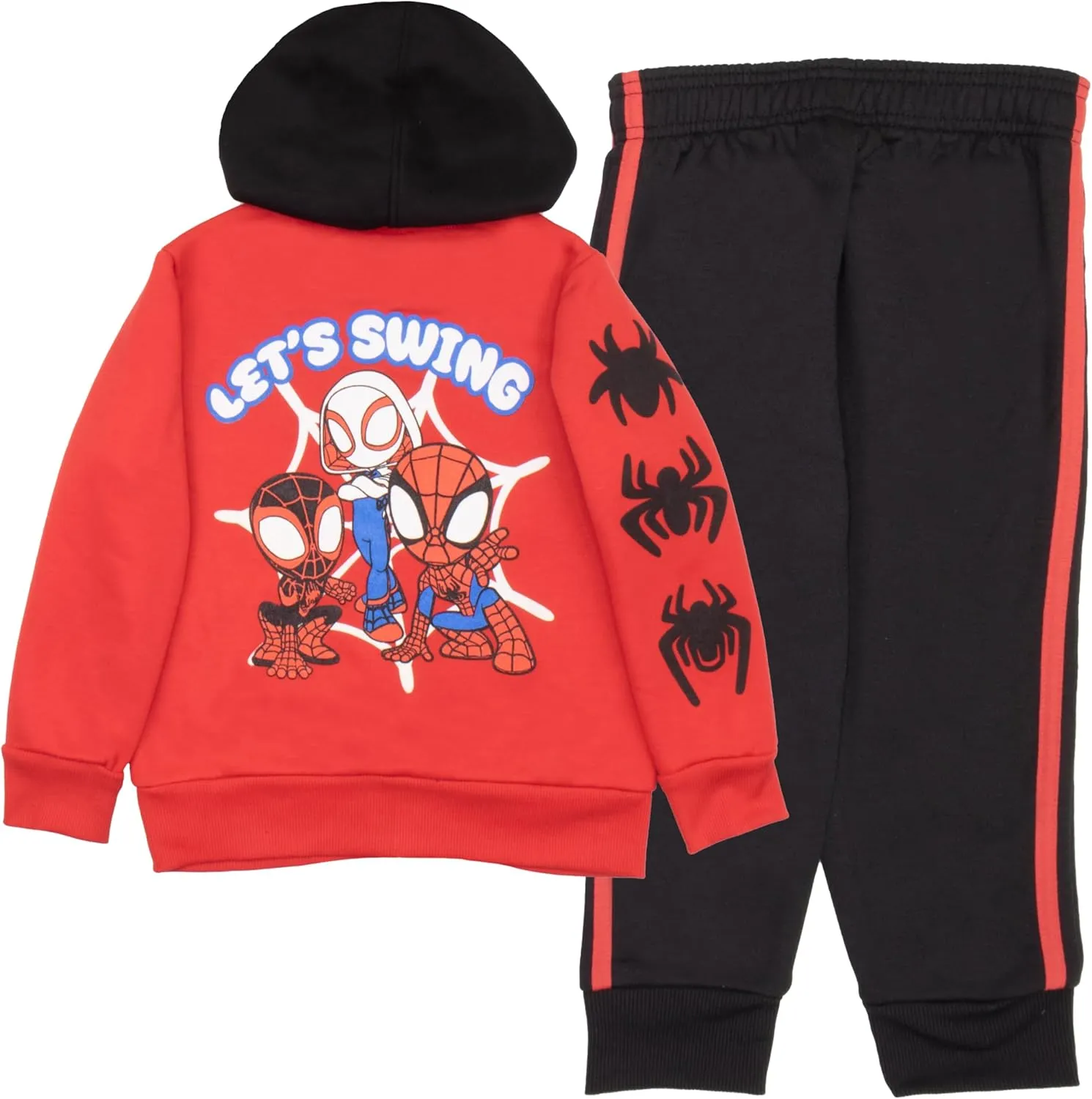 Marvel Spidey and His Amazing Friends Boys 2 Piece Fleece Set - Spiderman Zip Up Hoodie and Joggers 2-Pack Bundle for Kids