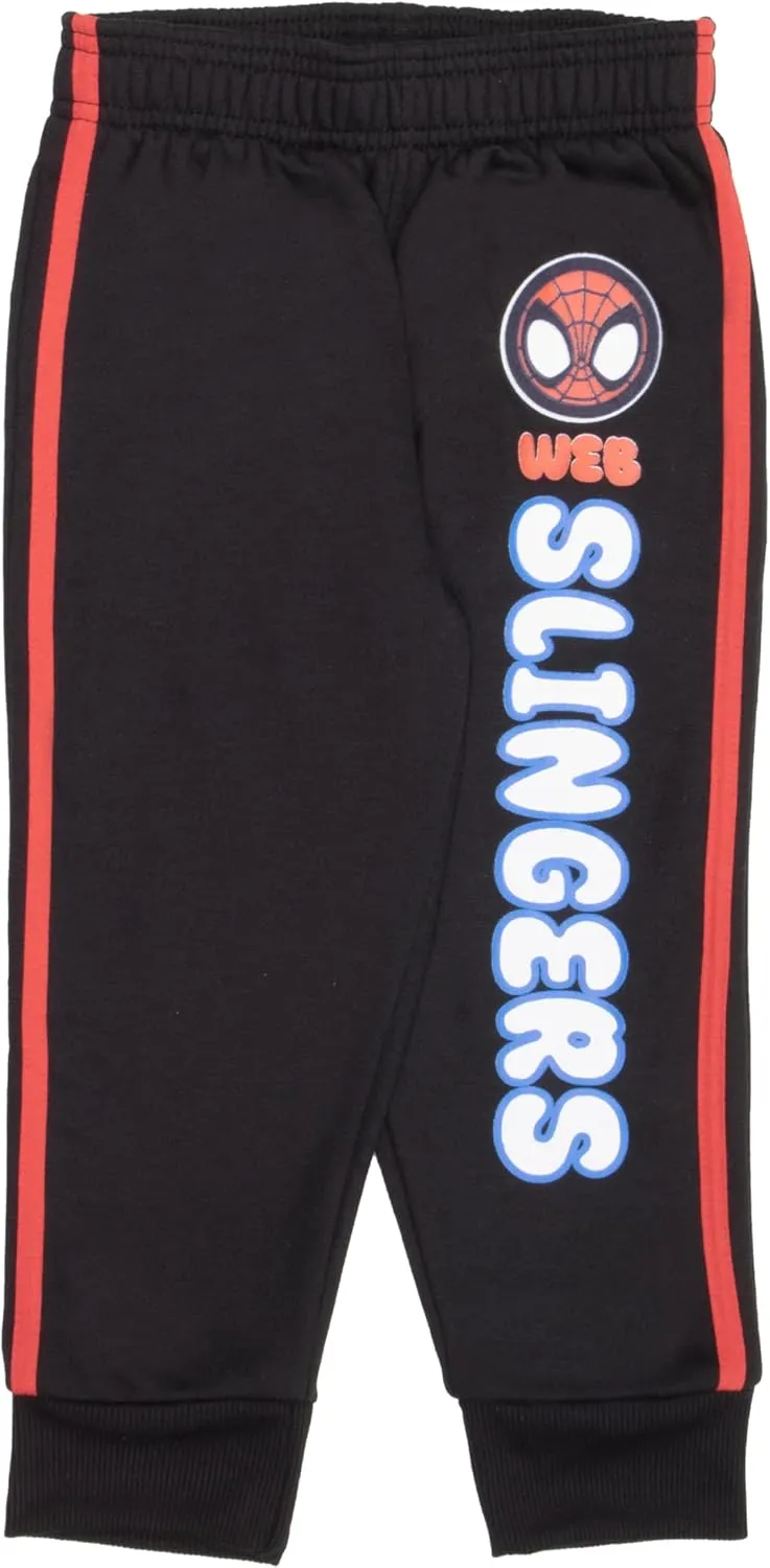 Marvel Spidey and His Amazing Friends Boys 2 Piece Fleece Set - Spiderman Zip Up Hoodie and Joggers 2-Pack Bundle for Kids