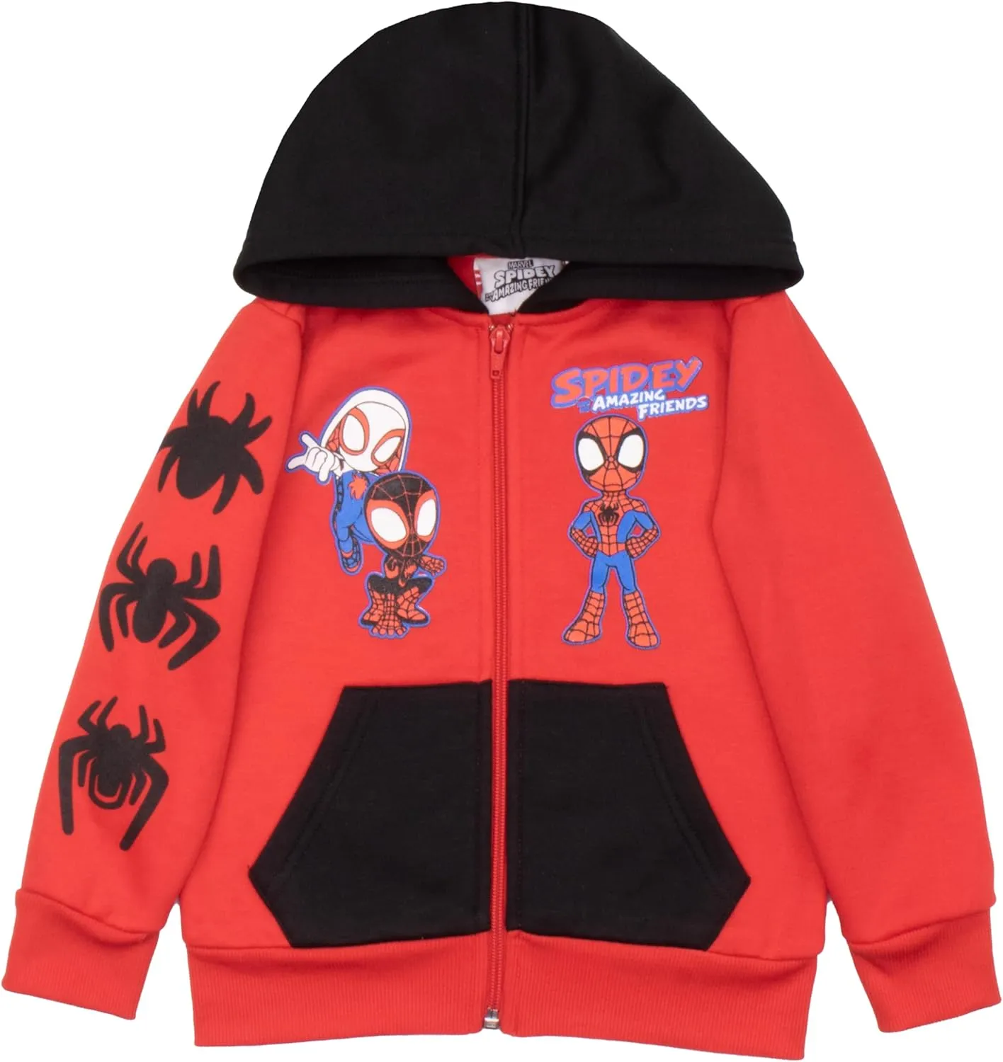 Marvel Spidey and His Amazing Friends Boys 2 Piece Fleece Set - Spiderman Zip Up Hoodie and Joggers 2-Pack Bundle for Kids