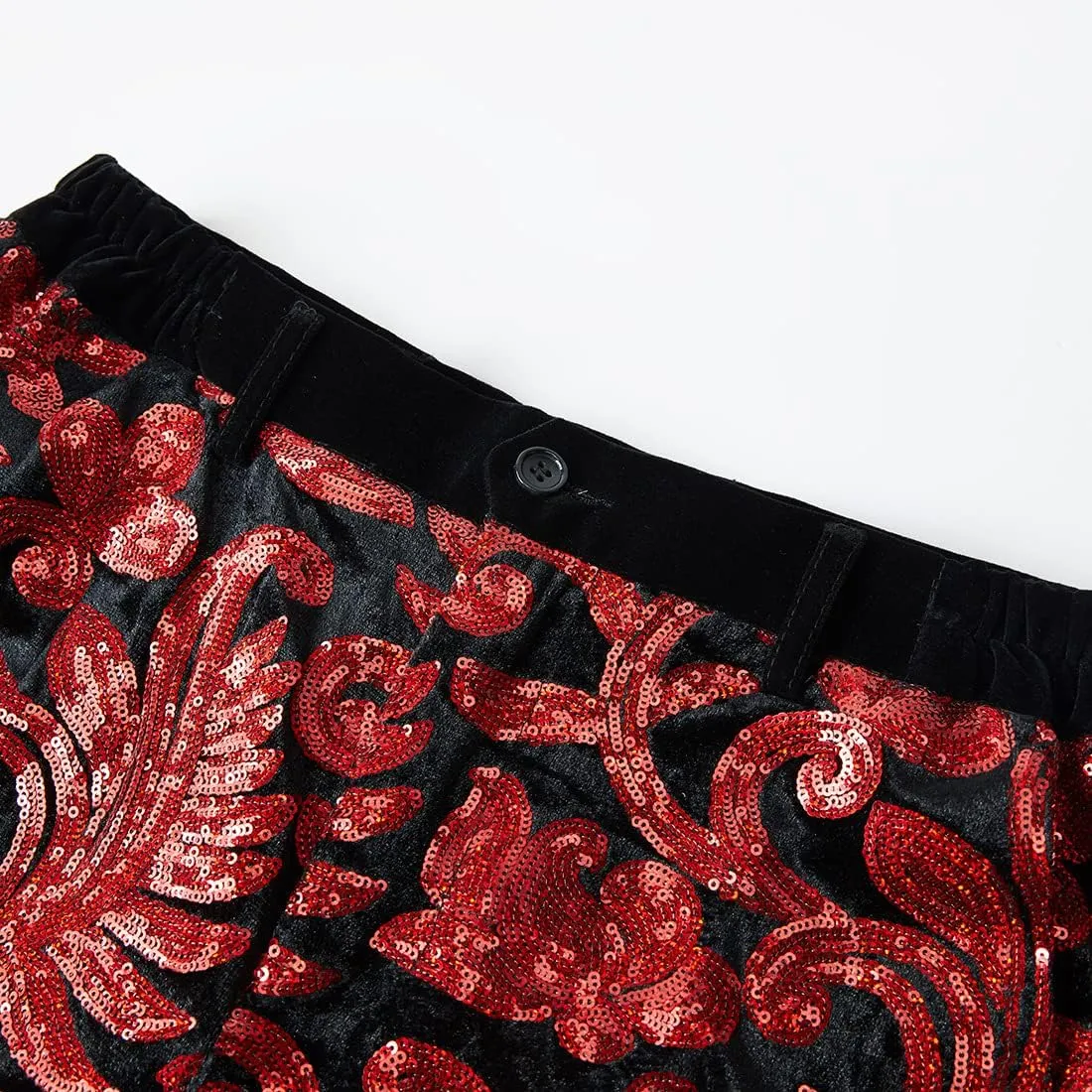 Men Fashionable Floral Pattern Sequins Two Pieces Set Suits
