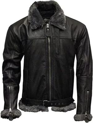 Men's B3 Bomber Flying Aviator Jacket Airforce RAF Real Sheepskin Leather Winter Jacket
