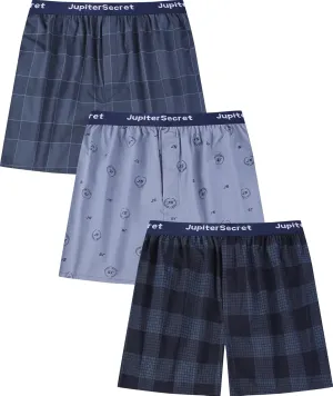 Men's Boxers Underwear 100% Cotton Printed Woven Boxers for Men Pack Boxer Shorts