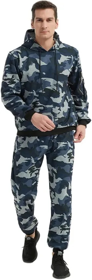 Mens Casual Tracksuit Set 2Pieces Sweatsuits Hooded Pullover And Jogging Pant
