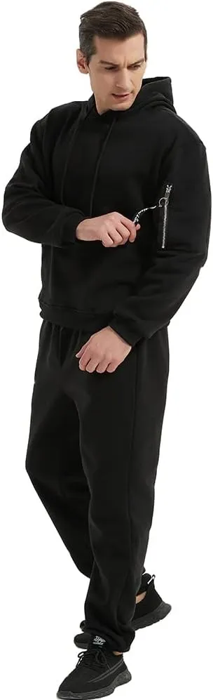 Mens Casual Tracksuit Set 2Pieces Sweatsuits Hooded Pullover And Jogging Pant