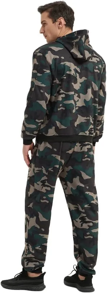 Mens Casual Tracksuit Set 2Pieces Sweatsuits Hooded Pullover And Jogging Pant