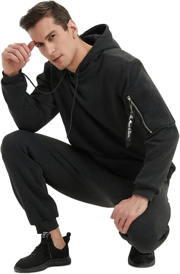 Mens Casual Tracksuit Set 2Pieces Sweatsuits Hooded Pullover And Jogging Pant