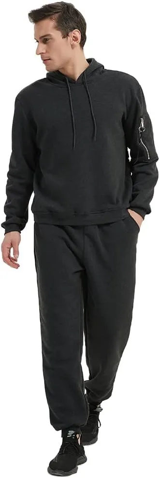 Mens Casual Tracksuit Set 2Pieces Sweatsuits Hooded Pullover And Jogging Pant
