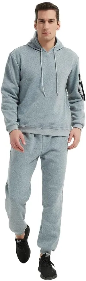 Mens Casual Tracksuit Set 2Pieces Sweatsuits Hooded Pullover And Jogging Pant
